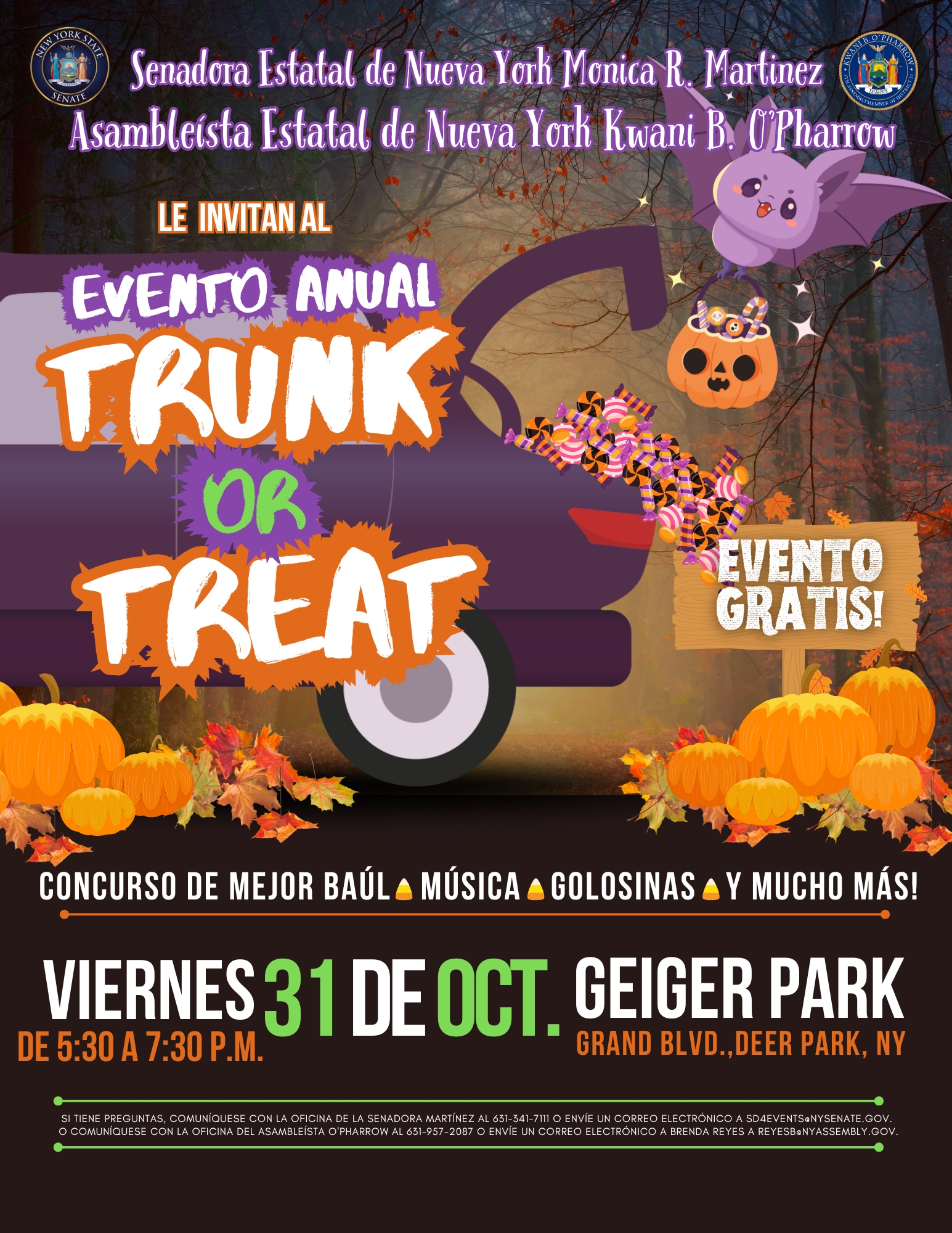 Photo Image of Flyer Announcing Senator Martinez' Trunk or Treat Event.