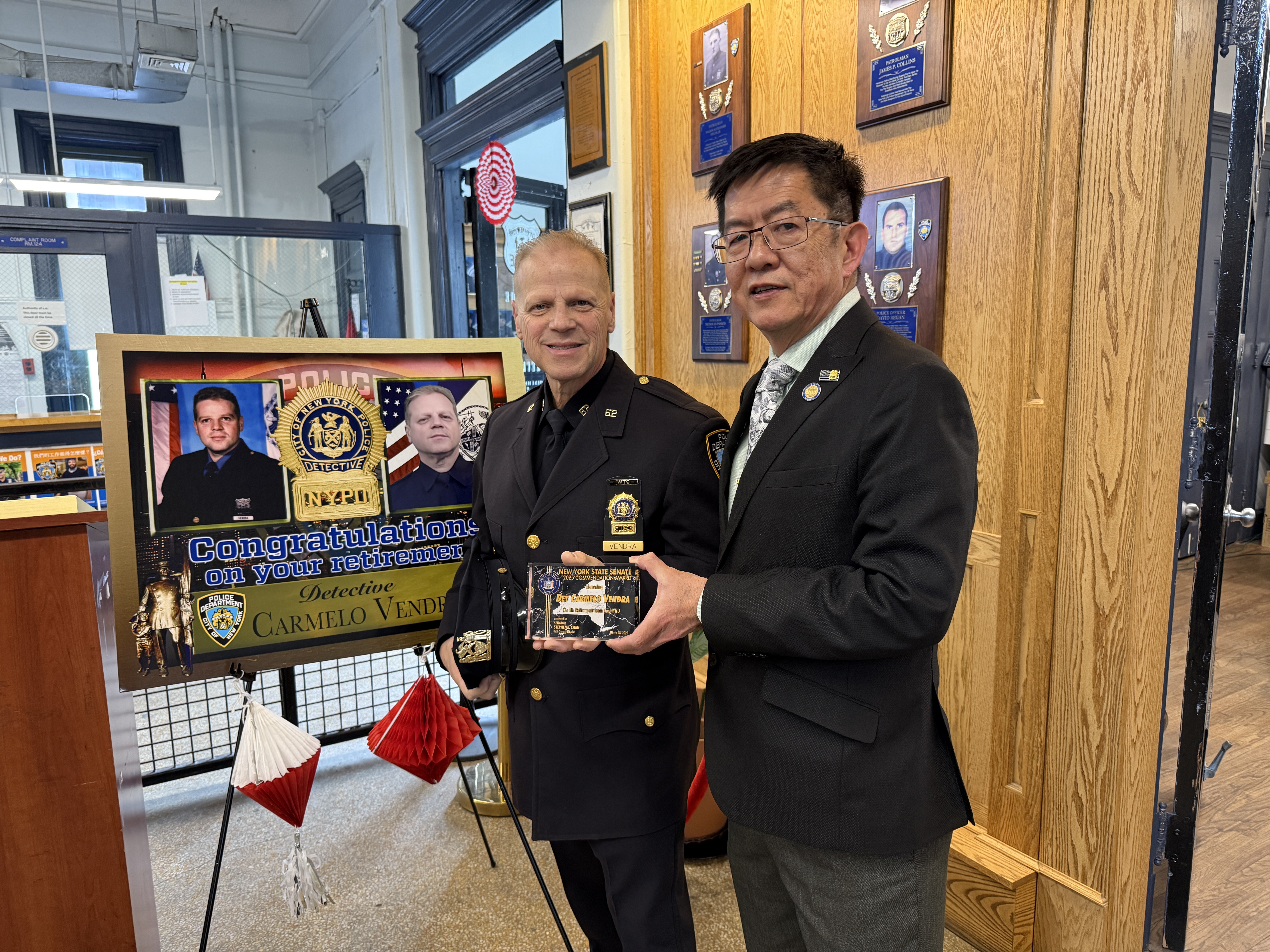 Senator Chan at 62nd Precinct Officer Retirement