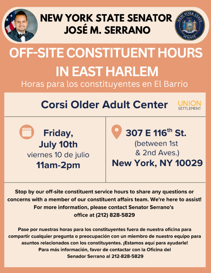 Off-Site Constituent Hours at Corsi Older Adult Center
