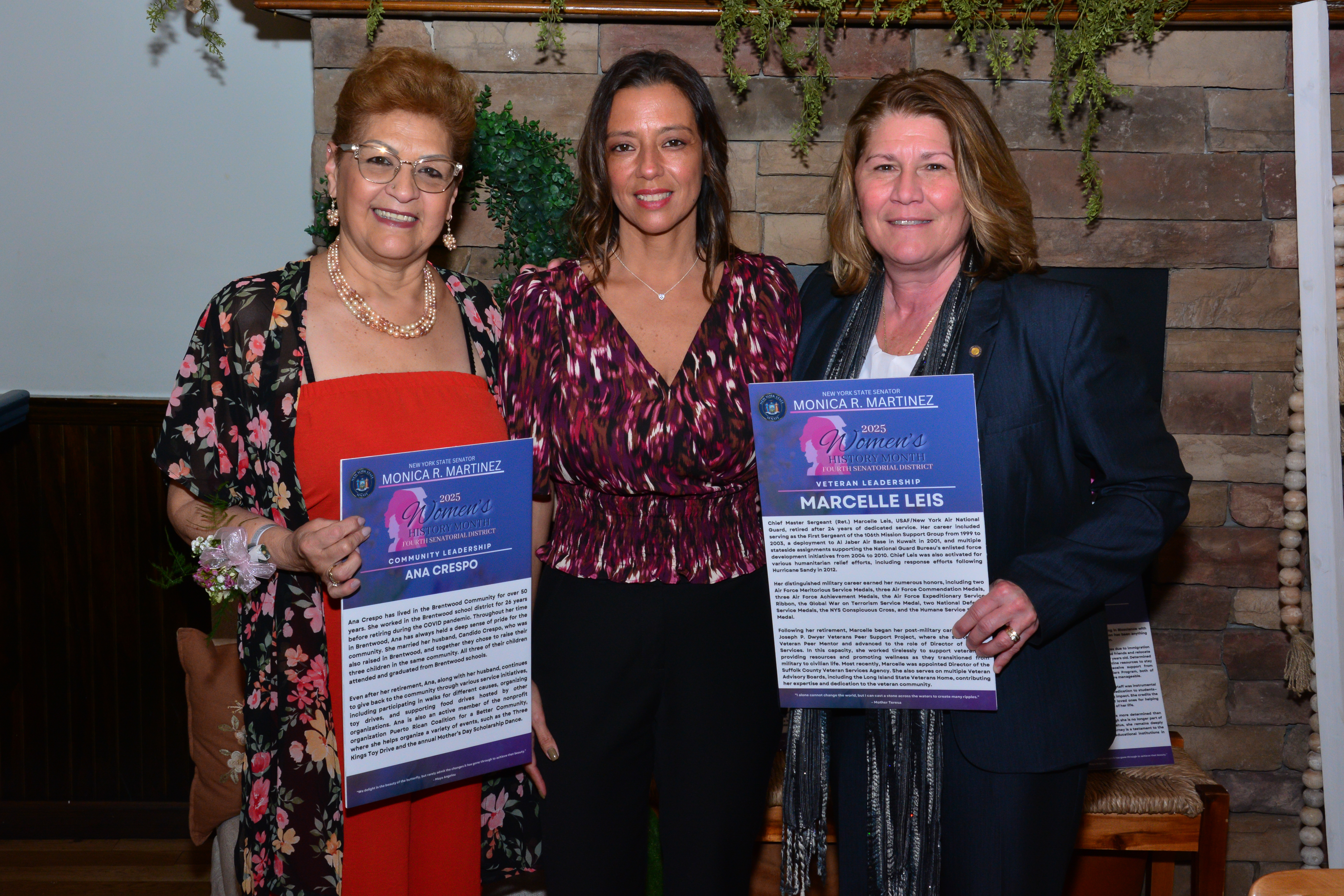 Senator Martinez stands with 2025 Women's History Month honorees during a luncheon on March 21, 2025 in Bay Shore.