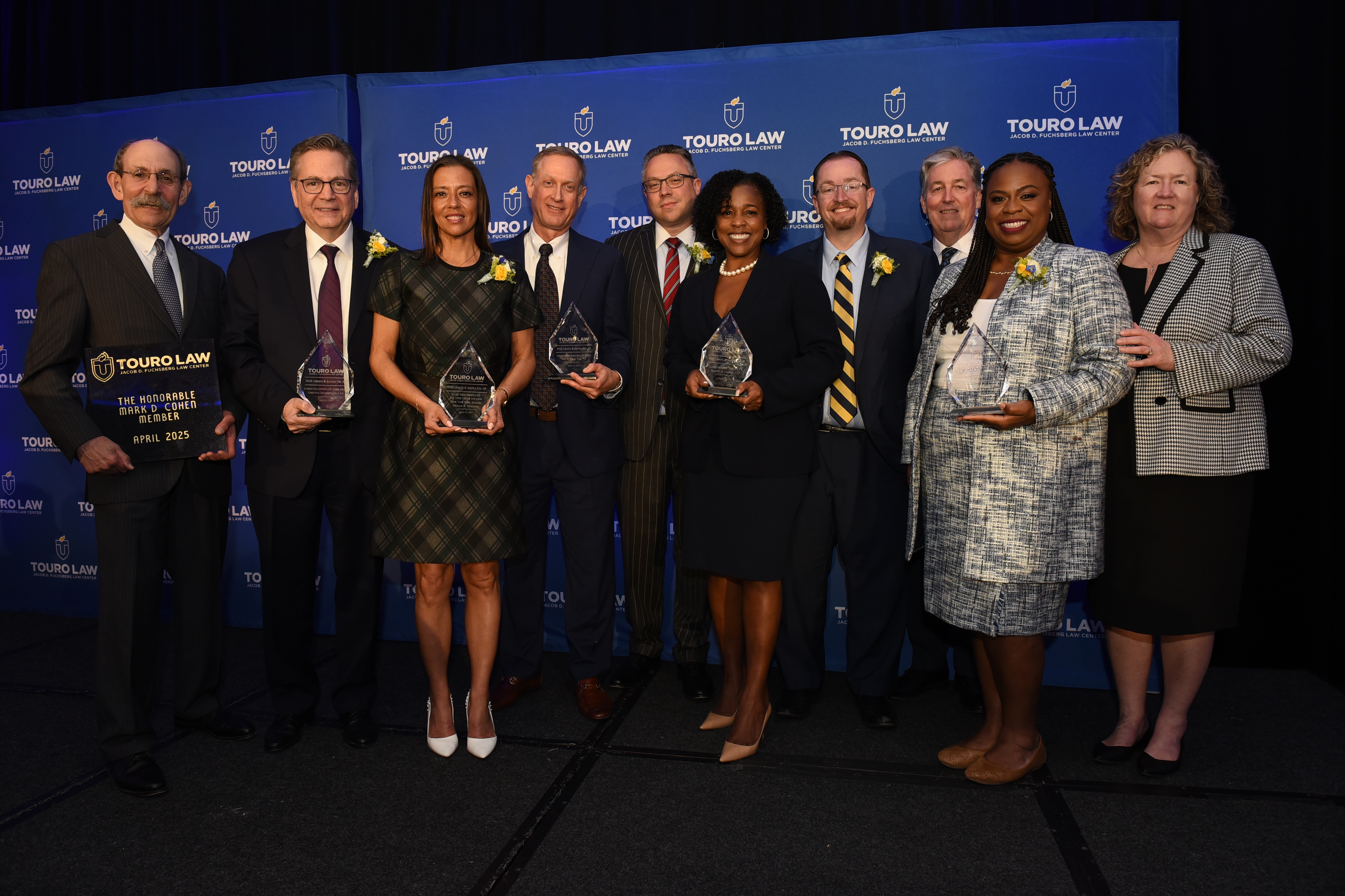 New York State Sen. Monica R. Martinez and honorees of Touro Law Center’s “With Liberty & Justice for All” Celebration pose for a photo on April 24, 2025.