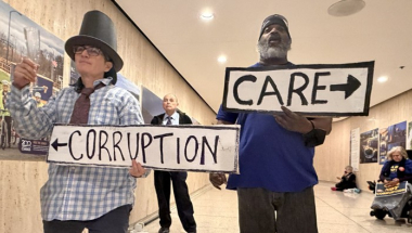 Disability advocates rally in Albany on Tuesday for a bill to require the company that oversees the Consumer Directed Personal Assistance Program to report fiscal information and other data to the state. Kate Lisa