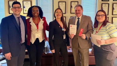 Representatves from the New York State Bleeding Disorder Coalition met with Senator Addabbo at his Albany office on March 16, 2026. His constituent Elizabeth Cedeno (third from left), who is the Executive Director of the Hemophilia Association of NY, first met with Addabbo in Albany nine years ago where she was accompanied by her two sons who have bleeding disorders and enlightened the Senator as to what issues needed to be addressed.