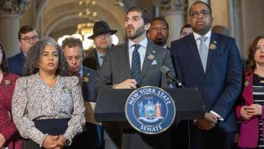 Sen. Gounardes speaks in support of his New York For All Act.