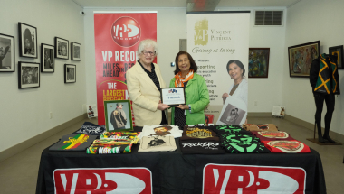 Photo of Senator Toby Ann Stavisky with VP Records Founder Patricia Chin