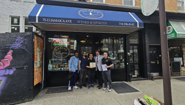 (from left to right) Goeff Hinds (Long time Supporter / Customer), Joseph Pena (Employee of Dexter Wines & Spirits), Victor Hui (Owner / President), John Hui (Owner / Vice President)