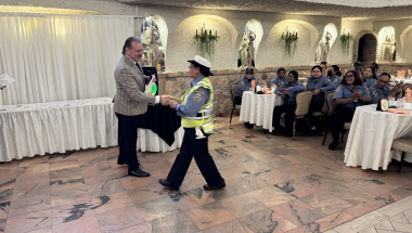 Senator Addabbo gave each crossing guard a certificate of recognition.