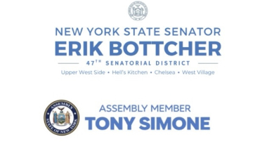 Official seals of New York State Senator Erik Bottcher and Assemblymember Tony Simone