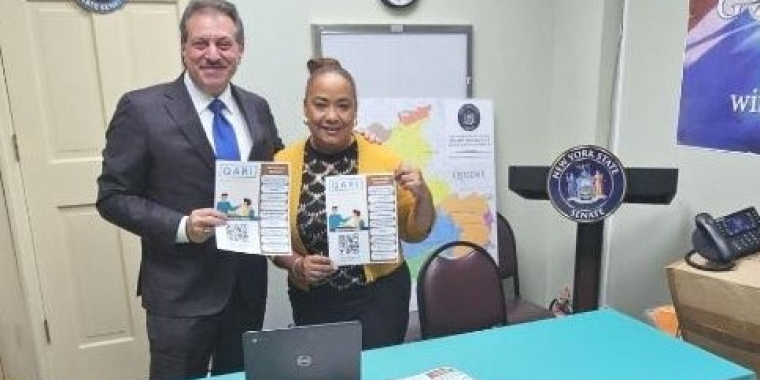 Senator Addabbo with Clara Cepeda, Coordinator with QARI.