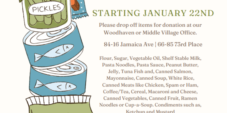 Senator Addabbo is helping Sacred Heart pantry receive food donations and other items.