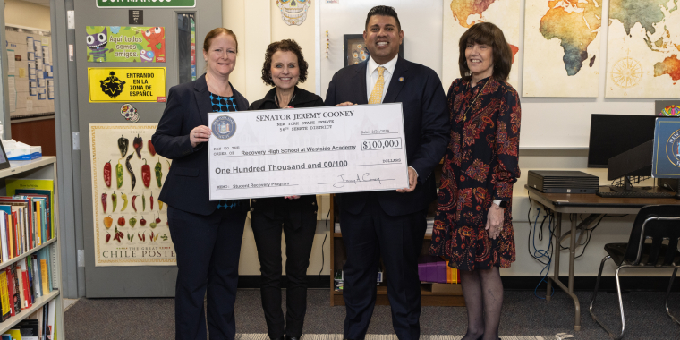 Senator Cooney Stands with Kelly Reed, Martha Willis, and Joanne Antonacci