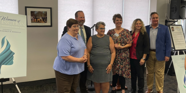 Photo of Sue Gagne and ceremony speakers
