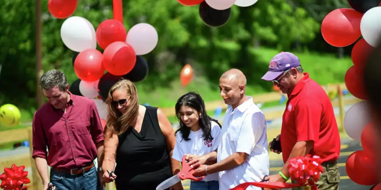 From left, state Sen. James Skoufis, Wawayanda Supervisor Denise Quinn, Navkiran Pandher, Tony Pandher, and Al Daula celebrate the grand opening of County Road Cannabis on Aug. 13 in New Hampton.