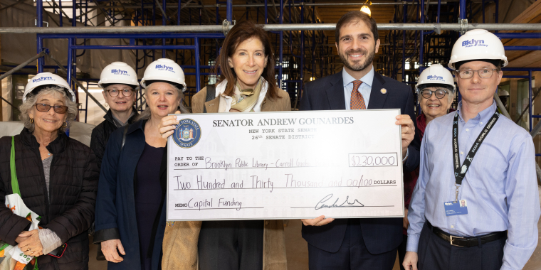 Senator Andrew Gounardes announces $230,000 in new funding to expand the scope of the current renovation project at the Brooklyn Public Library’s Carroll Gardens branch.