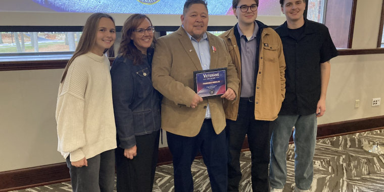 Veterans Hall of Fame honoree Frank Morales with his family