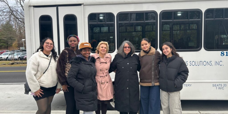 Senator Shelley B. Mayer (center) helped secure funding for the new ADA-compliant sidewalk