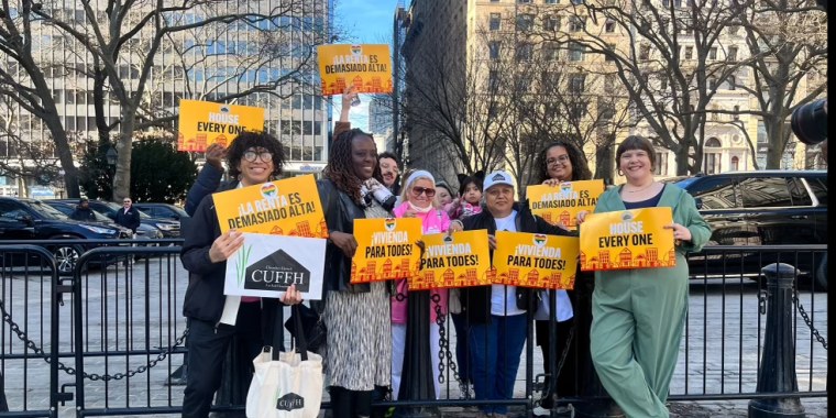 Sen. Cleare with AM Gallagher and activists at SHDA rally