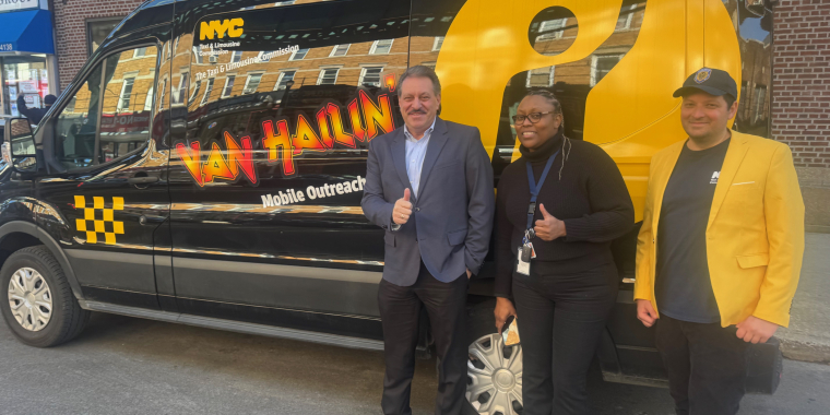 Senator Addabbo joins Audra Palacio, Assistant Commissioner and David Renz, Senior Outreach Specialist both of the TLC Office Office of Community Affairs.