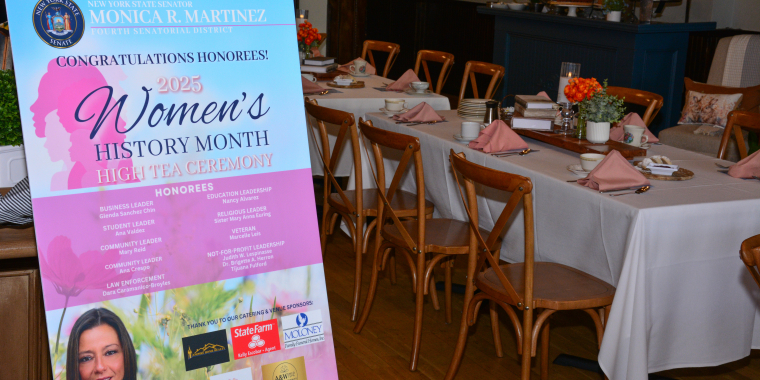 Photo of Senator Martinez's Women's History Month Celebration Poster and Event Venue
