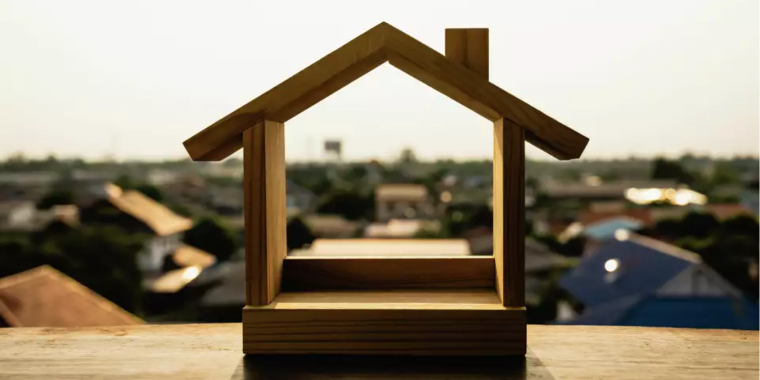 Photo of wooden house ooutline