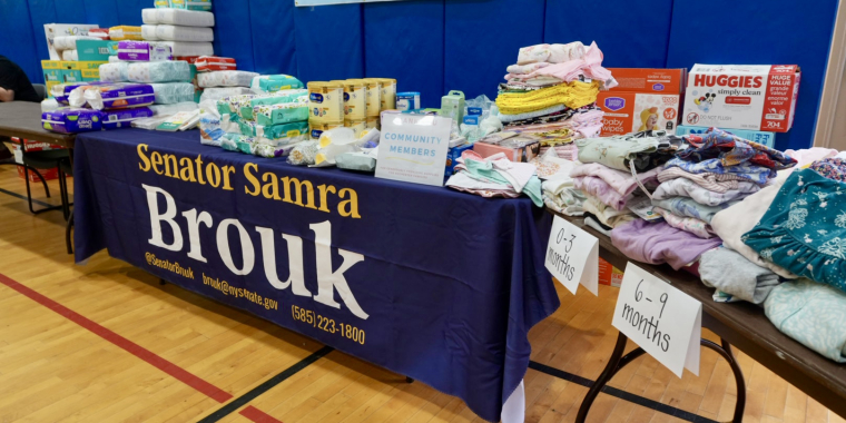 Brouk community baby shower donation table 2025