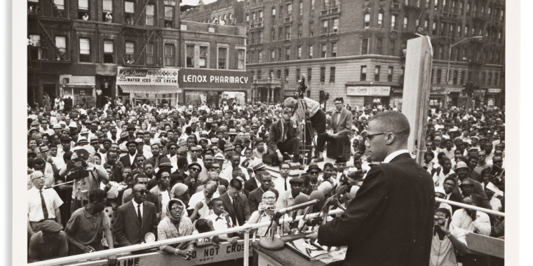 Malcolm X Gives Speech on Lenox Avenue (1960) 