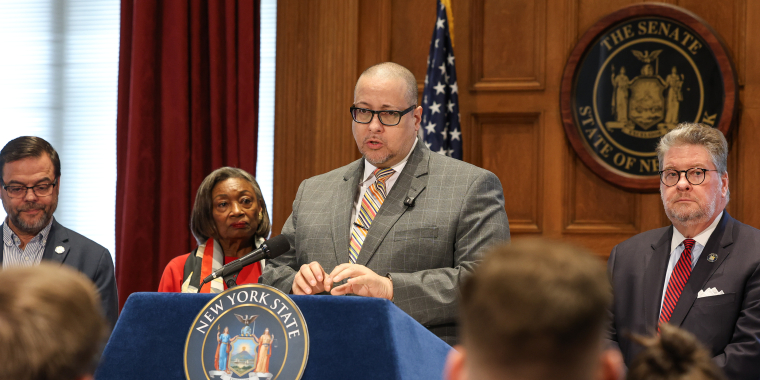 The Senate Majority speaks to media about prescription drug and new healthcare affordability measures.