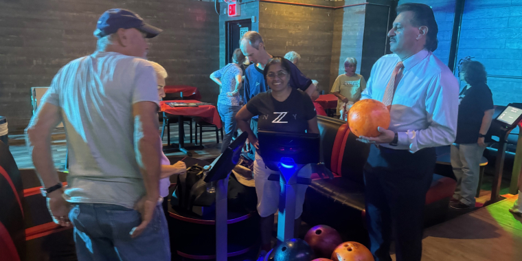 Senator Addabbo greets his constituents.