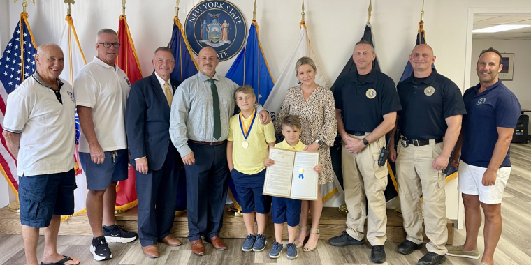 Senator Steve Rhoads Awards 9-Year-Old Carter Santelmo with New York State Liberty Medal for Heroic Life-Saving Act