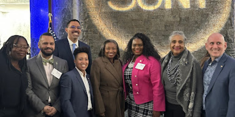 Senator Serrano with the Majority Leader and other colleagues at the SUNY Reception