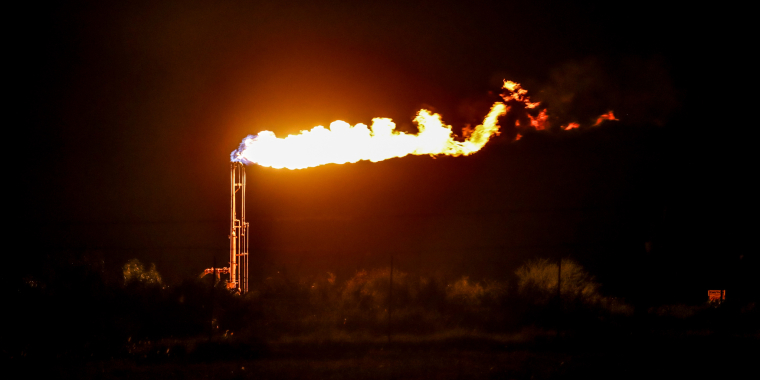 A fracked gas flare-off
