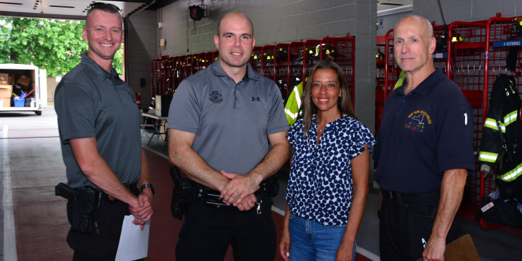 New York State Sen. Monica R. Martinez with state Troopers performing child seat inspections during a child safety event held on Saturday, July 26, 2025 in Deer Park, NY.