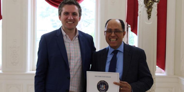 Senator James Skoufis (left) with Nolly Climes.