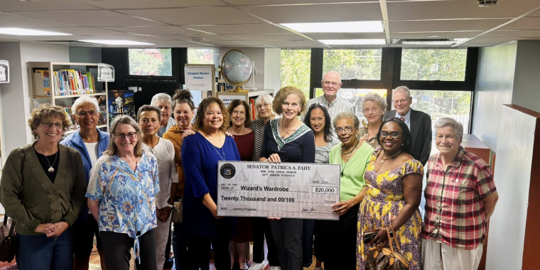 Senator Fahy with volunteers from Wizard's Wardrobe.