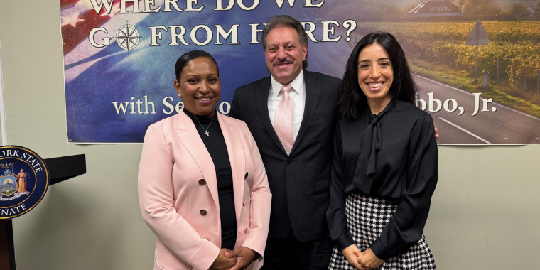 Senator Addabbo welcomes guests Racquel Chariah and Dr. Rosa Nouvini.