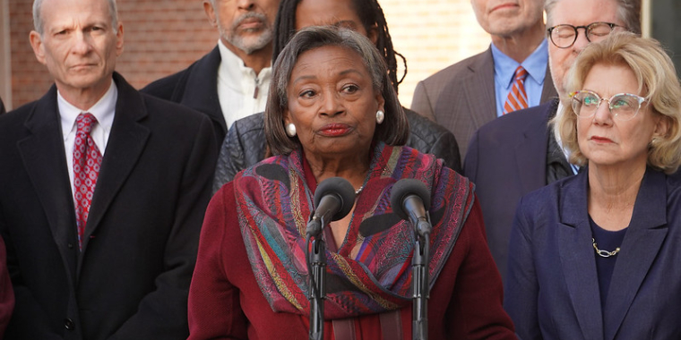 Senator Stewart-Cousins speaking at press conference on SNAP and the federal shutdown.
