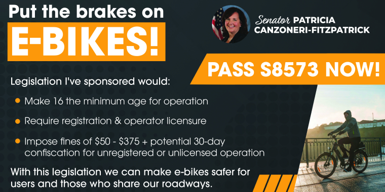 Senator Canzoneri-Fitzpatrick Introduces Bill to Boost E-Bike Safety