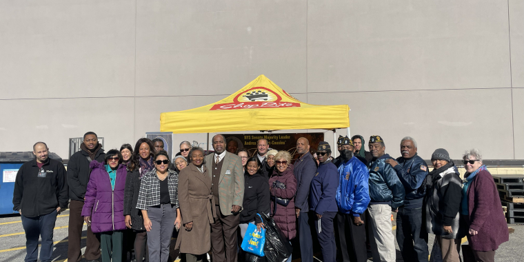 Senator Stewart-Cousins and community partners at Turkey Distribution