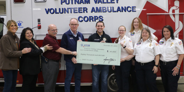 Senator Rolison with Assemblyman Slater at Putnam Valley Volunteer Ambulance Corps members 