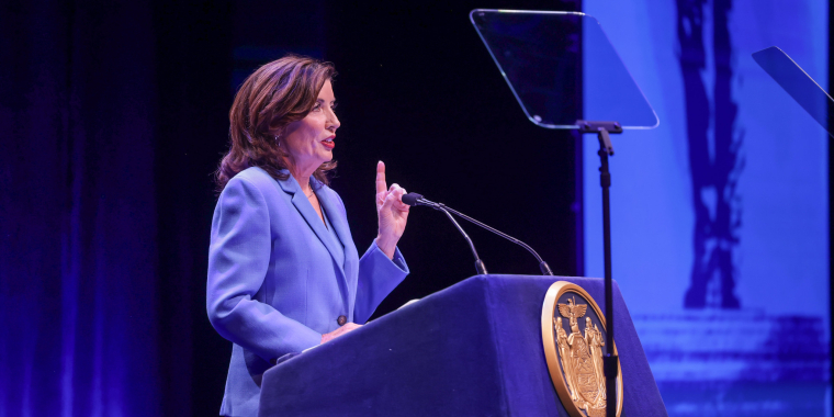 New York State Governor Kathy Hochul speaks at State of the State address.