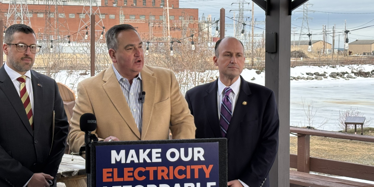 Senator Borrello, Assemblyman Molitor and Congressman Langworthy at a Press Conference in front of Dunkirk NRG Plant