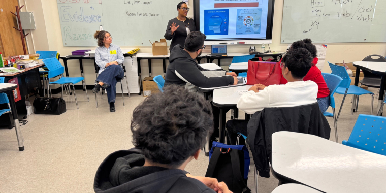 Students enjoyed the program by Zosia Alarr from Safe Horizon, left, and Coralanne Griffith-Hunte.