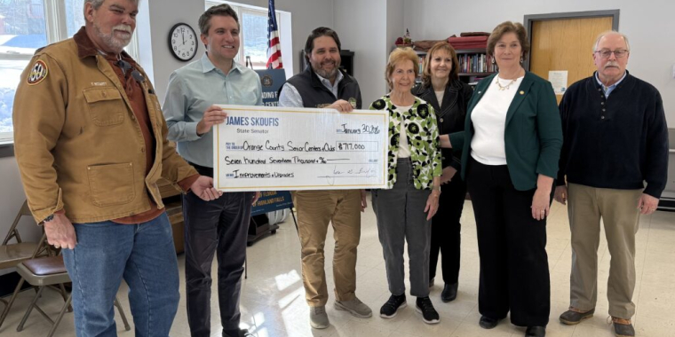 Senator Skoufis (center left), delivering funds for Orange County Senior Centers