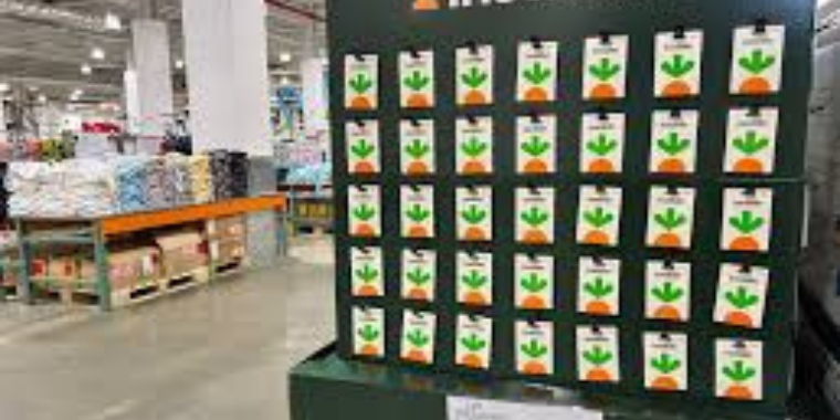 Instacart gift card display at a grocery store.