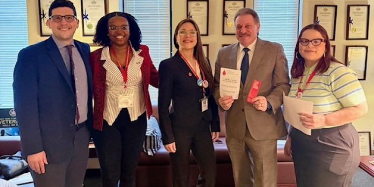 Representatves from the New York State Bleeding Disorder Coalition met with Senator Addabbo at his Albany office on March 16, 2026. His constituent Elizabeth Cedeno (third from left), who is the Executive Director of the Hemophilia Association of NY, first met with Addabbo in Albany nine years ago where she was accompanied by her two sons who have bleeding disorders and enlightened the Senator as to what issues needed to be addressed.