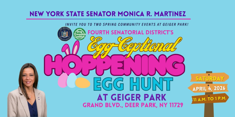 Banner Image with the Name of the "Egg-Ceptional Hoppening Egg Hunt" with some details about date, time, location and sponsor.