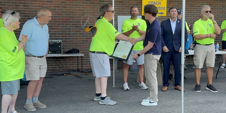 Presentation of proclamation to John Pepper's father