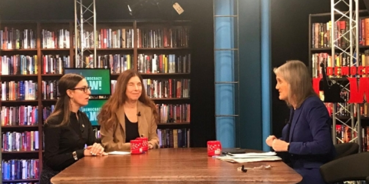 Senator Biaggi on the set of Democracy Now!