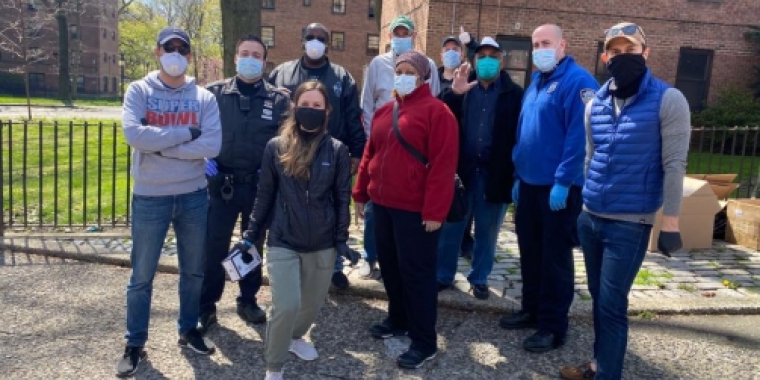 Senator Biaggi is pictured with volunteers 