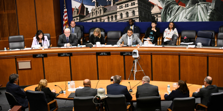 Senator O'Mara hears testimony from local district attorneys at a recent public hearing in Albany.